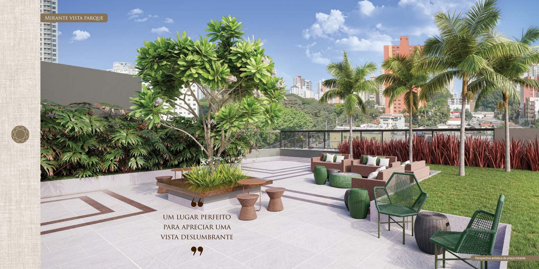 Praça mirante com vista para o entorno do empreendimento